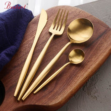 Load image into Gallery viewer, Gold Flatware Set 48-Piece