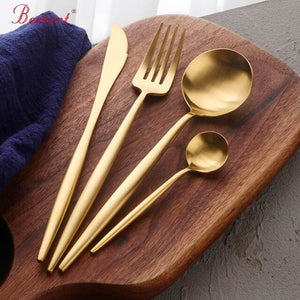 Gold Flatware Set 48-Piece