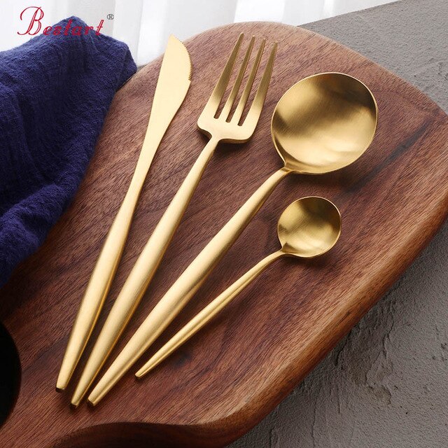 Gold Flatware Set 48-Piece